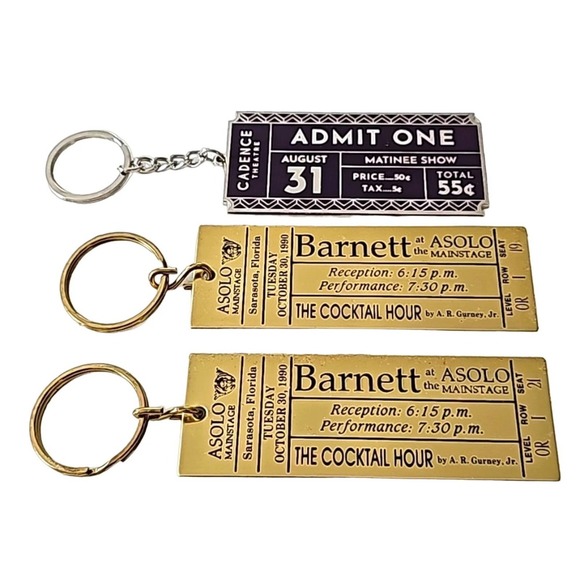 Lot of Three Asolo Theater and Cadence Theater Sarasota FL Ticket Keychains VTG - Picture 1 of 6